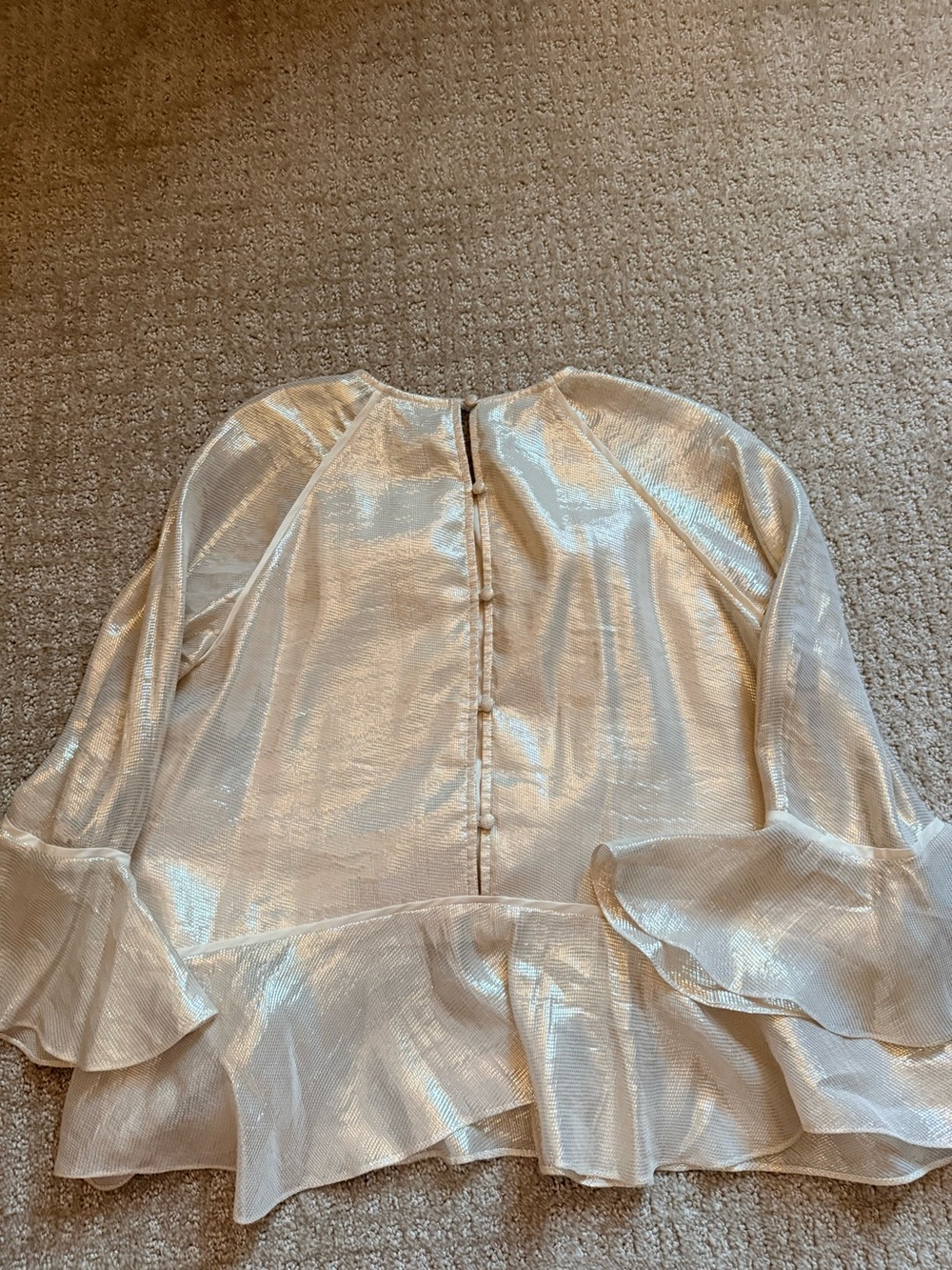 Likely Metallic Cream Ruffle Hem Top - Picture 4 of 5